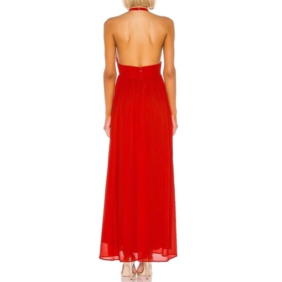 NWT Lovers and Friends Hazel Halter Neck Cutout Gown Maxi Dress Red Womens Small - Picture 2 of 11